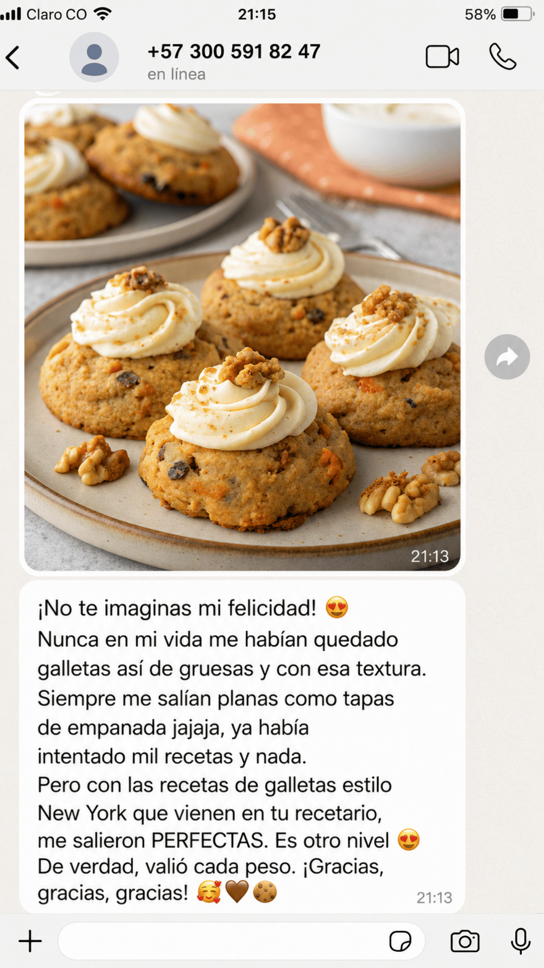 Testimonio de clienta: galletas gruesas con textura perfecta